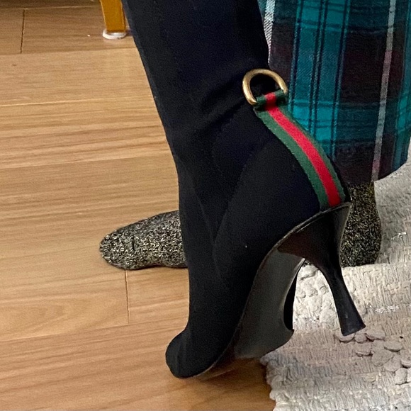 Gucci Web D Ring Black Tall Boots - Stretch - Picture 7 of 16